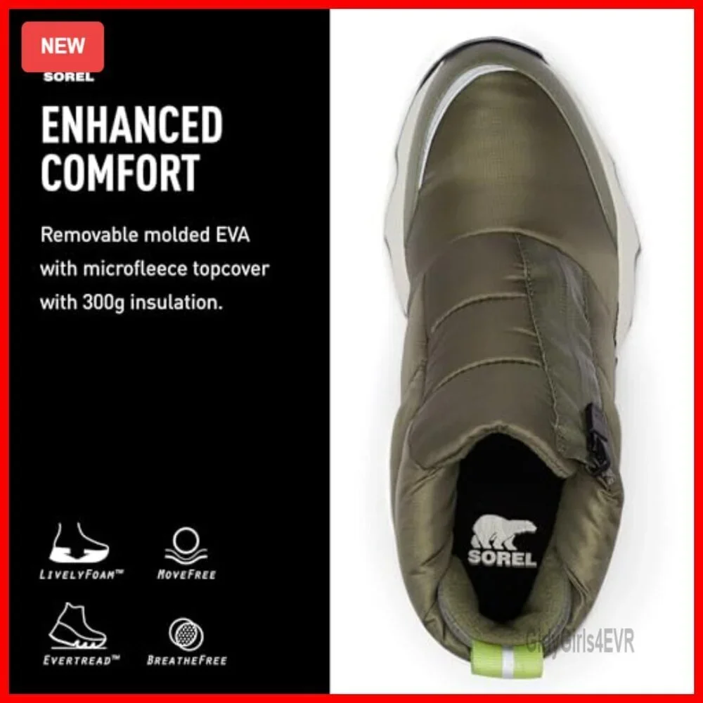 Waterproof Zip-Up Snow Boots with Fleece Lining, Rubber Outsole